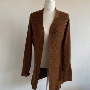 RDI Brown Speckle Brown Open Front Sweater with Side Buttons - Medium